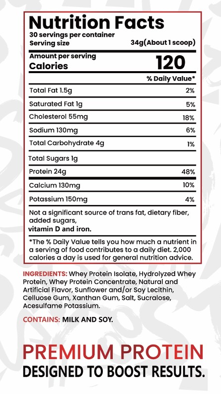 BA Premium Whey — Nutrition Facts